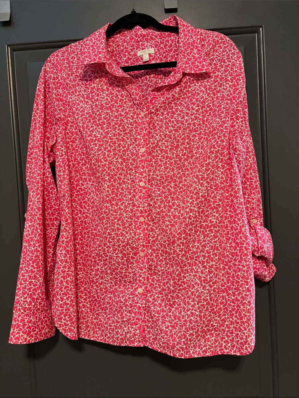 Talbots Hot Pink Heart-Print Blouse
